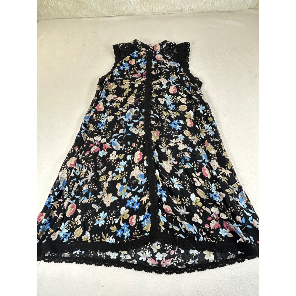 Addie Floral Sleeveless Top Women Small Black Boho Crochet Lace G30445A